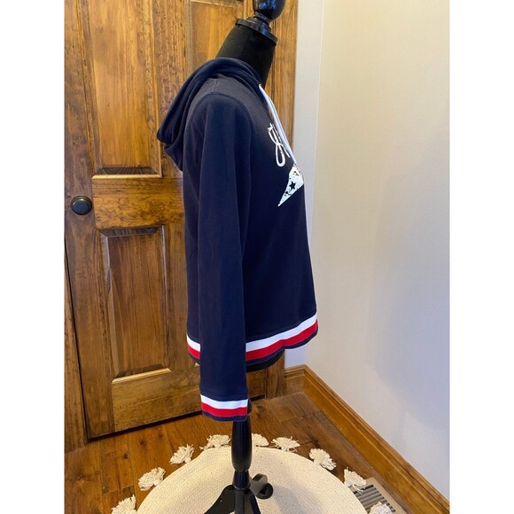 Tommy Hilfiger Navy Womans Hoodie Size Small Petite w/Red & White Trim Soft - Picture 4 of 10